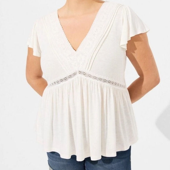 Super Soft Ribbed top with lace - Picture 1 of 7